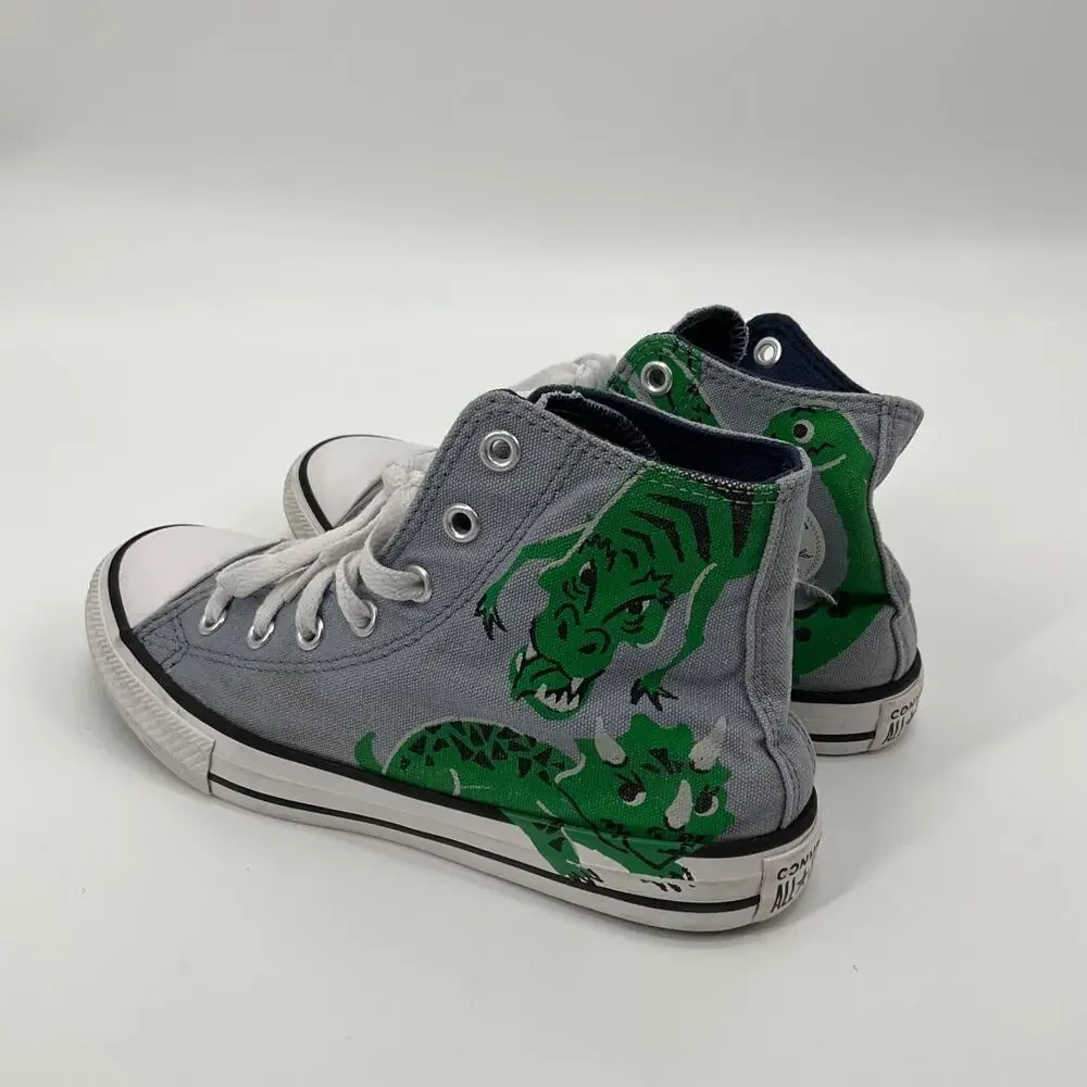 Converse Chuck Taylor All Star Gray Dinosaur Print High‎ Top Toddler Youth 3